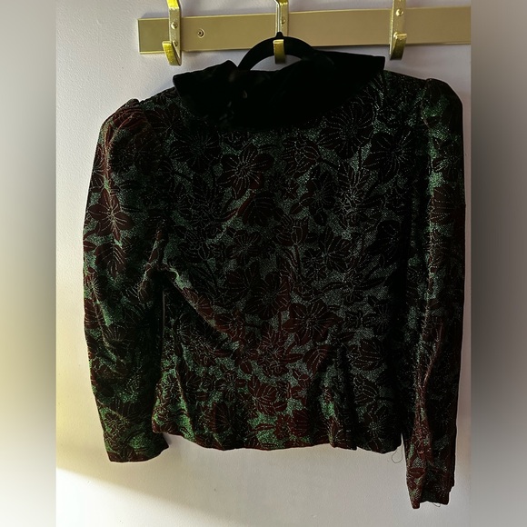 Vintage Scott McClintock Green Sparkle Jacket w/Velvet Collar Size M - Picture 9 of 12